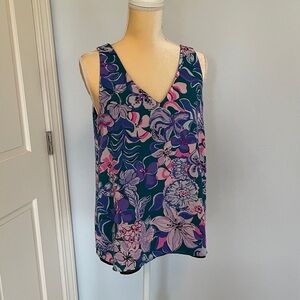 Lilly Pulitzer Green-Purple to Black Reversible Sleeveless Blouse Size Small